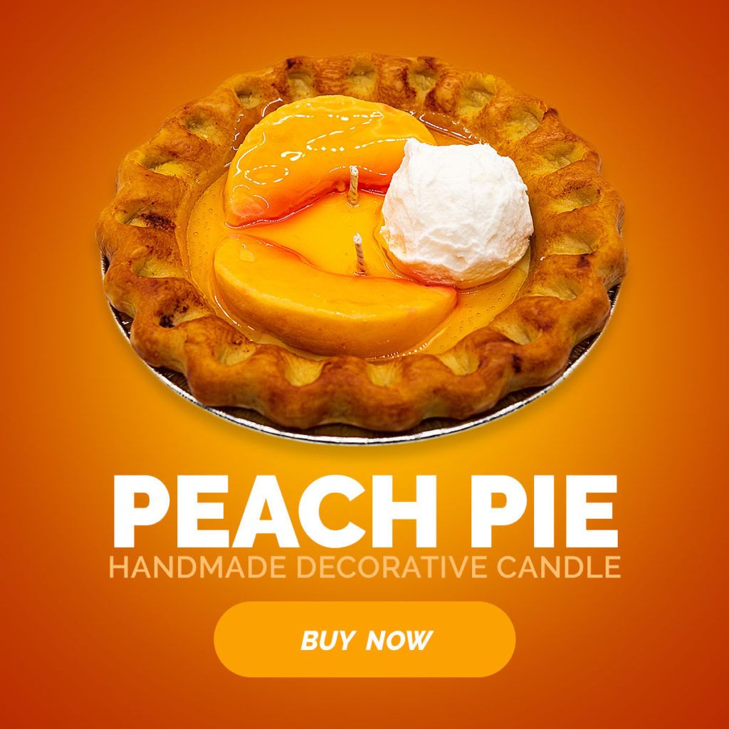 Handmade peach pie candle